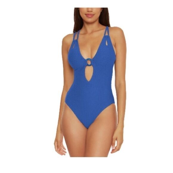 BECCA Women's Line in the Sand One-Piece Swimsuit Blue L swimwear - Picture 4 of 16